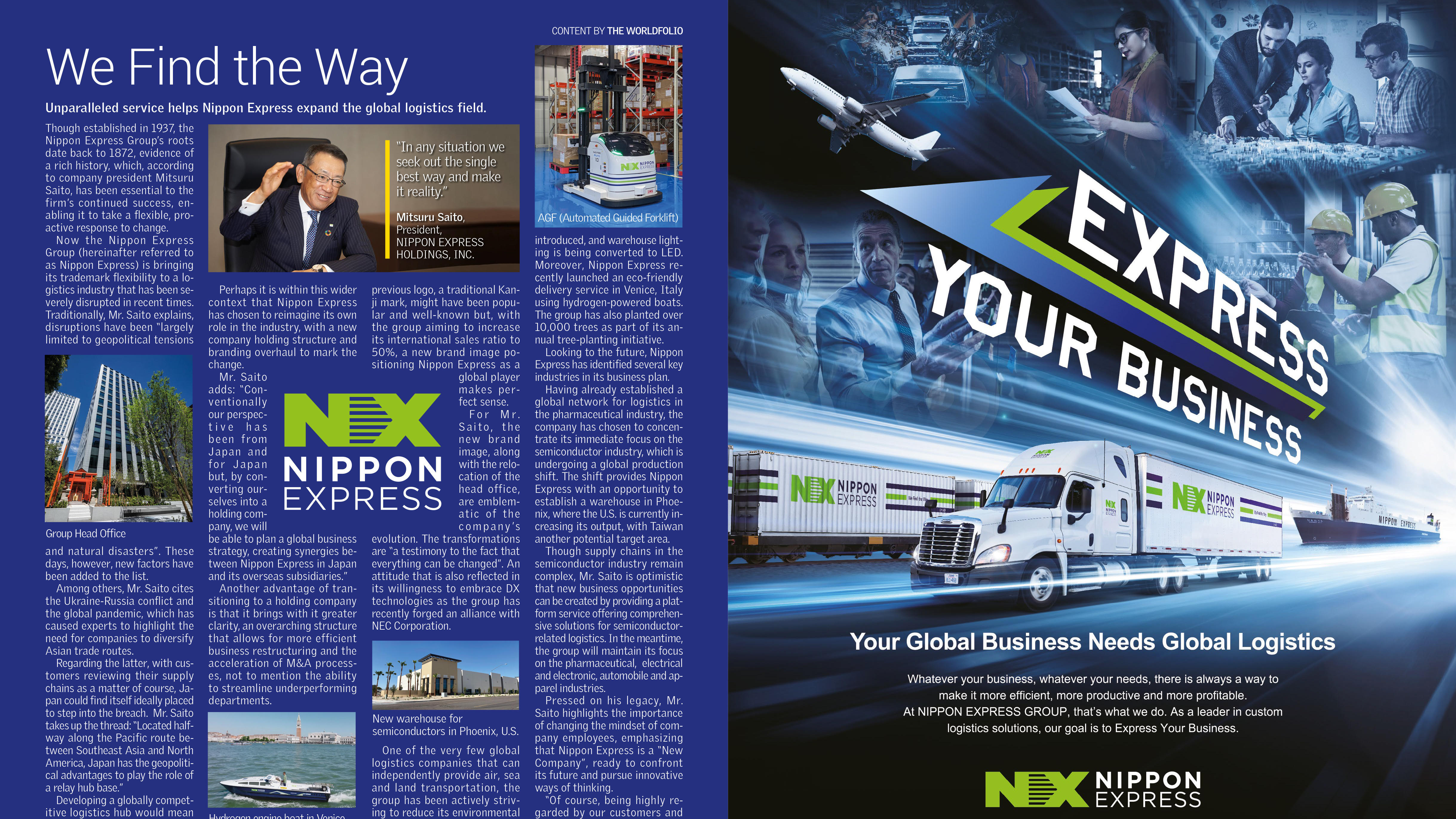 Unparalleled service helps Nippon Express expand the global logistics field.