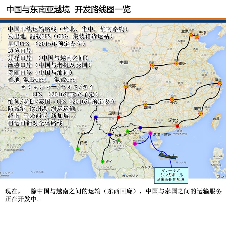 中国与东亚越境开发路线图一览