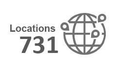 Global logistics and fulfillment network for over 731 locations.