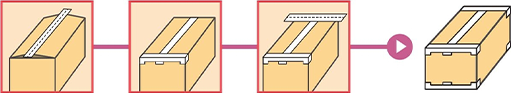 如何做一個紙箱：請用左右膠帶粘貼盒子，沒有任何間隙。
